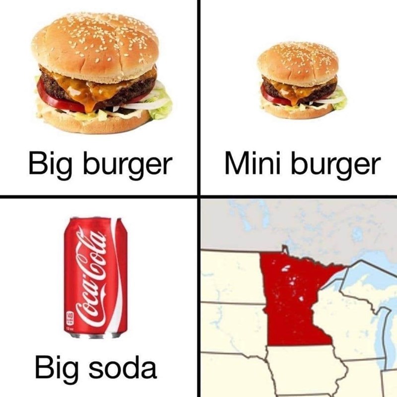 big burger mini burger meme - Big burger Mini burger Coca Cola Big soda