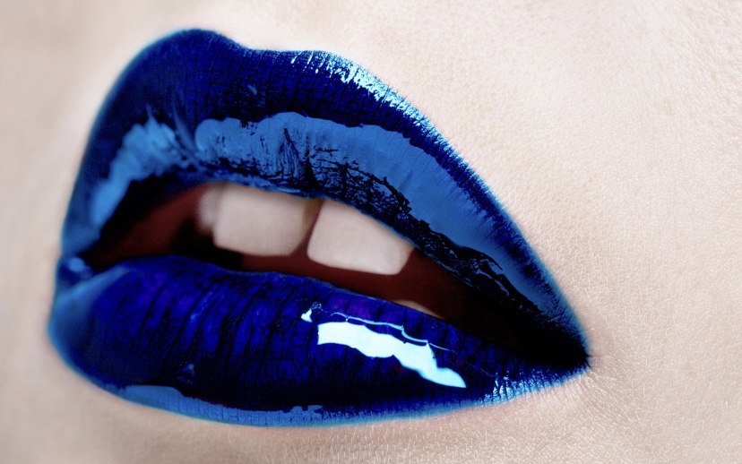 shiny blue lipstick
