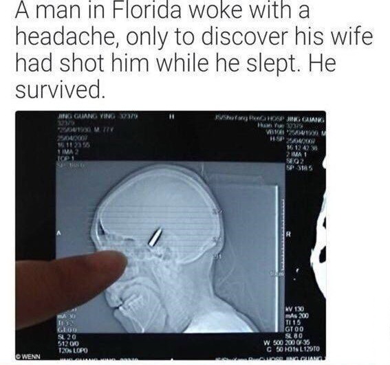 florida man meme - A man in Florida woke with a headache, only to discover his wife had shot him while he slept. He survived. Vino Guang Vino Www 2010 May 20.01 istory Roseming Cammik 13 Kom Hsp 16 12 4243 Imai SEQ2 5315 Lima 2 Topi Geou SL20 51200 120 Lo