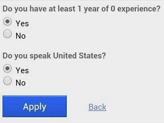 think im overqualified - Do you have at least 1 year of experience? Yes No Do you speak United States? Yes No Apply Back