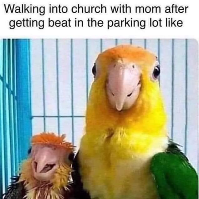 your mom is beating you meme - Walking into church with mom after getting beat in the parking lot