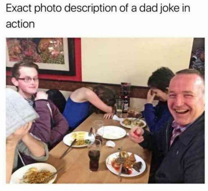 dad joke meme - Exact photo description of a dad joke in action