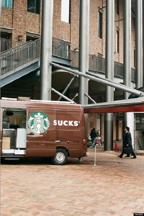 Starbucks brand placement fail.