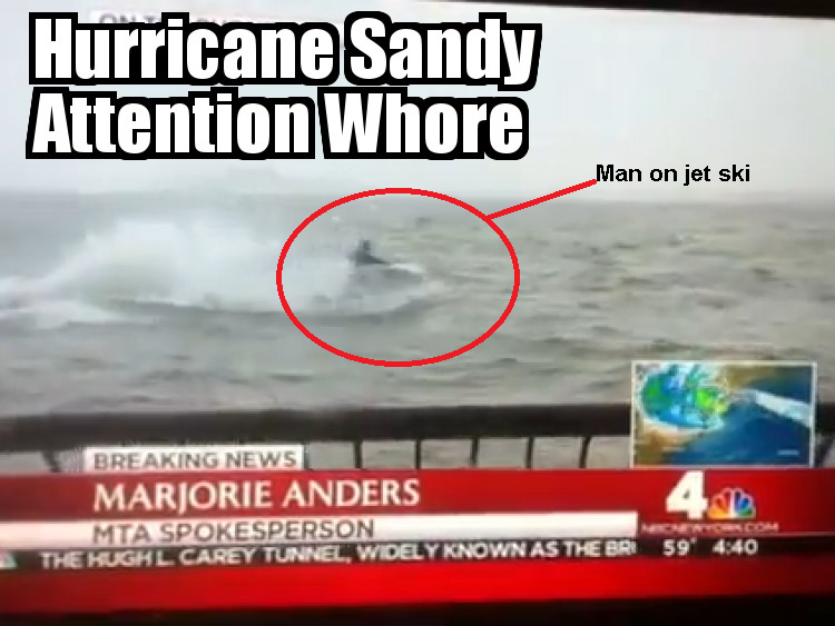 Jet skiing in the bay during hurricane Sandy.
