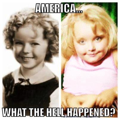 Shirley Temple, left. The death of taste and decency, right.