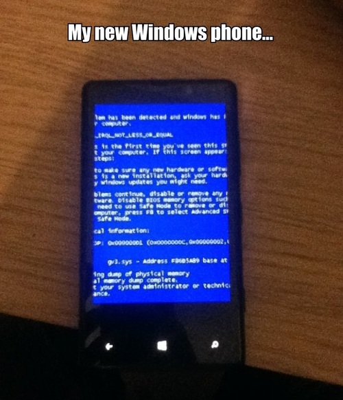 Windows new mobile blue screen, it's not just for home anymore.