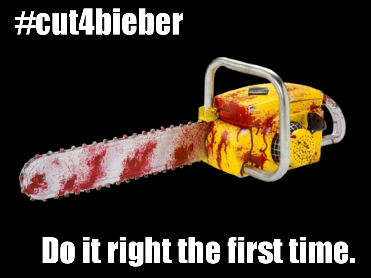 Justin Bieber fans are cutting themselves all because Bieber may have smoked a "blunt". #cut4bieber is the top trending hashtag right now on twitter.  Natural selection, it's a cut above the rest.
