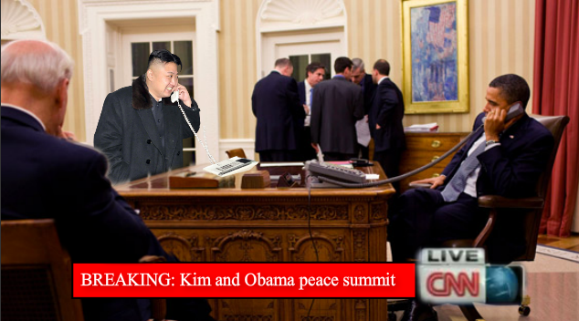 Peace summit...looks like they are ordering pizza.