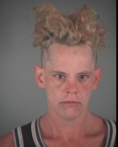 This is an actual mugshot from Eugene, Oregon. This photo is untouched. 
Christina Anderson, 35 - Lodged in the Lane County Jail 7/13/13 on charges of first-degree burglary and third-degree theft.