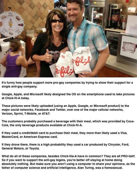 Feel stupid Chick-Fil-A supporters...feel stupid