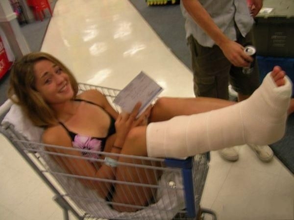 Broken leg and already in a cart!