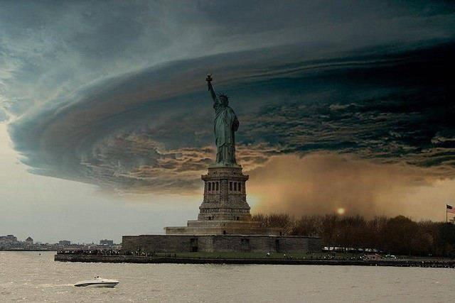 This is an amazing shot of New York today with the Frankenstorm bearing down. Nature is so powerful, yet so beautiful.