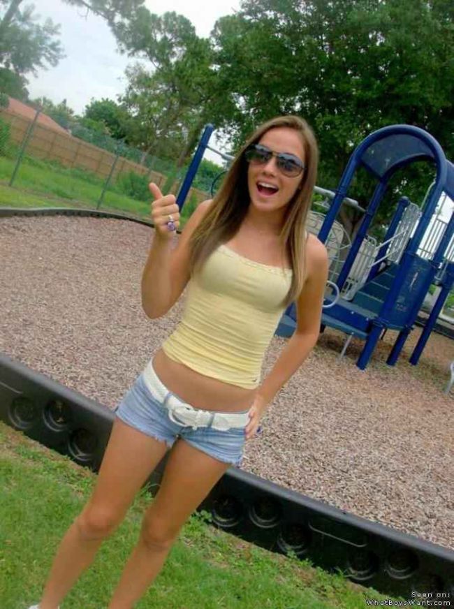 Skinny Teen Dreams On The Playground. 