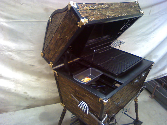 Working BBQ grill decorated as a pirate's treasure chest. 11,500 dollars