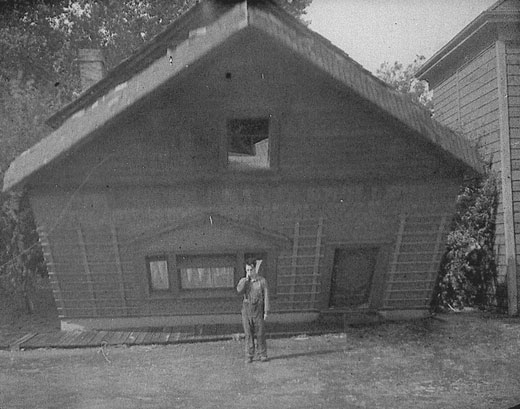 The popular comedian Buster Keaton would often do insane, death defying stunts simply to elicit a laugh. The most famous was when he had the front of a 3 story house collapse on him. The only reason he survived was because of a single window through which he fit.