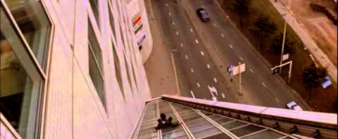 Famous for doing all of his own stunts, actor Jackie Chan's most memorable moment was his freefall slide down the Willemswerf Building for the movie "Who Am I".