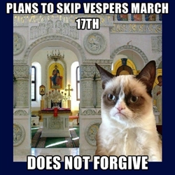 March 17th is forgiveness vespers, you ask forgiveness from everyone in the church, and you are granted forgiveness for anything you have done.