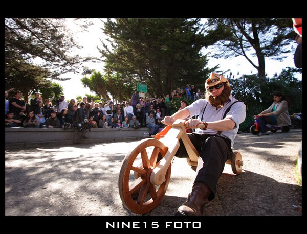 Bring your own big wheel race San Francisco 2011, Amish Bigwheeler on a custom built ride...
from here http://www.bayarearidersforum.com/forums/showthread.php?t=365976