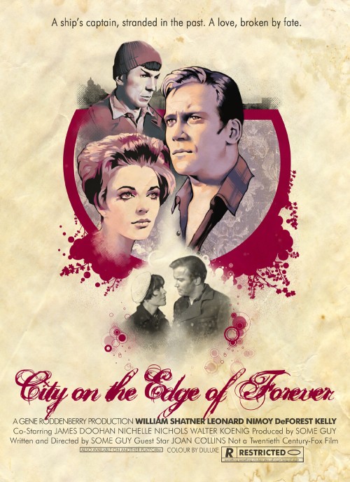 star trek fan art The City on the Edge of Forever - A ship's captain, stranded in the past. A love, broken by fate. City on the Edge of Forever Agene Roodenberry Production William Shatner Leonard Nimoy Deforest Kelly CoStarring James Doohan Nichelle Nich