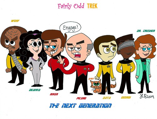 star trek fan art cartoon - Fairly Odd Trek Engage! Jr. Crusher og Tc spor Nisam Jeanna Georov JB2009 Riken Picard Data The Next Generation