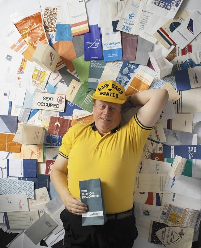 With more than 6,200 barf bags from 1,191 different airlines, Niek Vermeulen is ready for anything.