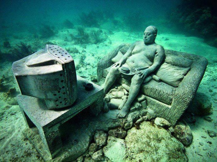 While technically called a museum, the Cancun Underwater Museum is actually more of an art gallery featuring the works Jason de Caires Taylor.

All of the sculptures can only be viewed underwater ranging from nine to 20 feet deep. His work explores how the Mayan people evolved over the years. And it works since the waters in Cancun are pristine.
Currently, the museum is home to over 400 originals life-size sculptures and all of them are environmentally friendly. Using unique materials, Taylor hopes that his artwork will become artificial reefs to help promote marine life and provide areas for corals to grow.
