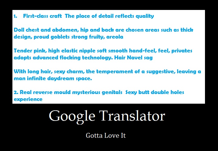 Hilarious attempt to translate an ad for some sex doll.