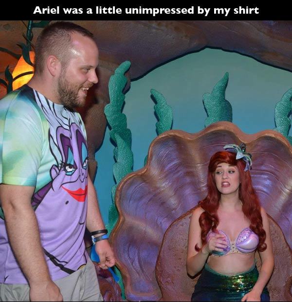 perfect moments captured - Ariel was a little unimpressed by my shirt