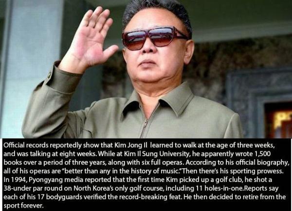 kim jong il - Official records reportedly show that Kim Jong Il learned to walk at the age of three weeks, and was talking at eight weeks. While at Kim Il Sung University, he apparently wrote 1,500 books over a period of three years, along with six full o