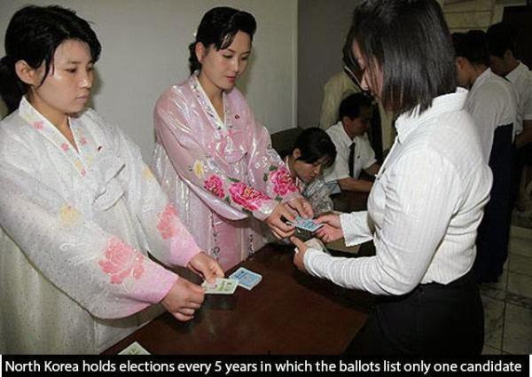 North Korea - North Korea holds elections every 5 years in which the ballots list only one candidate