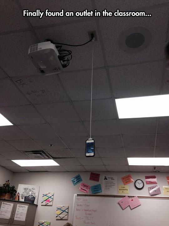 class room outlet - Finally found an outlet in the classroom...