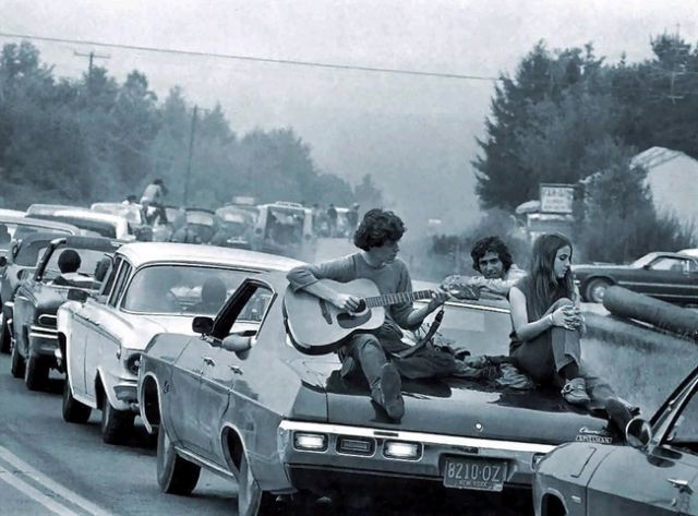 These travelers who got stuck in traffic on the way to Woodstock