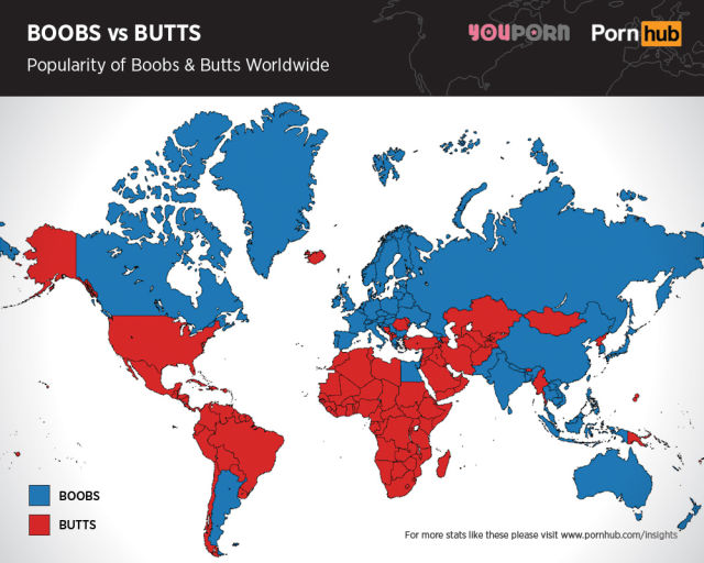 Boobs vs Butt searches on Pornhub