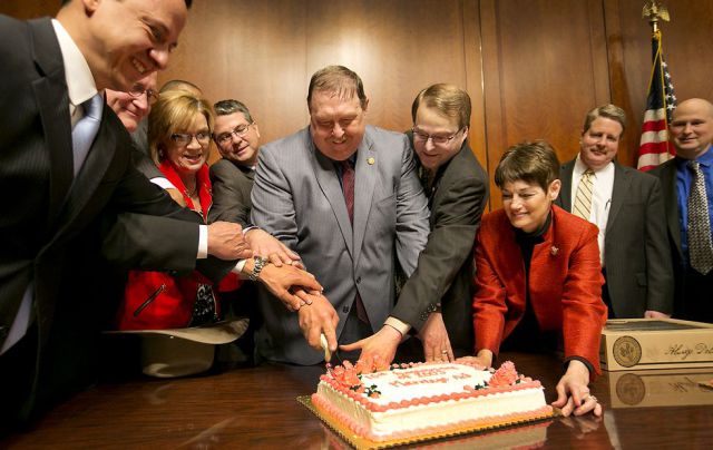 Texas Legislators cut cake celebrating 10th anniversary of same-sex marriage ban