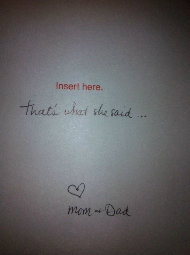 birthday card insert here that's what she said - Insert here. that's what she said.... mom & Dad