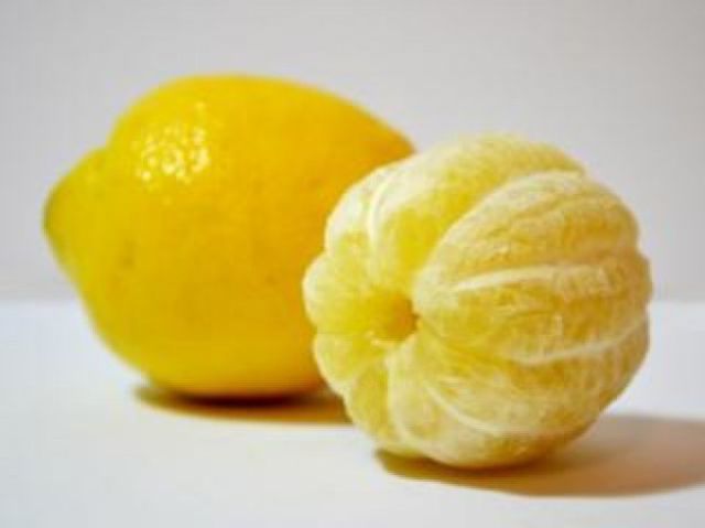 A peeled lemon