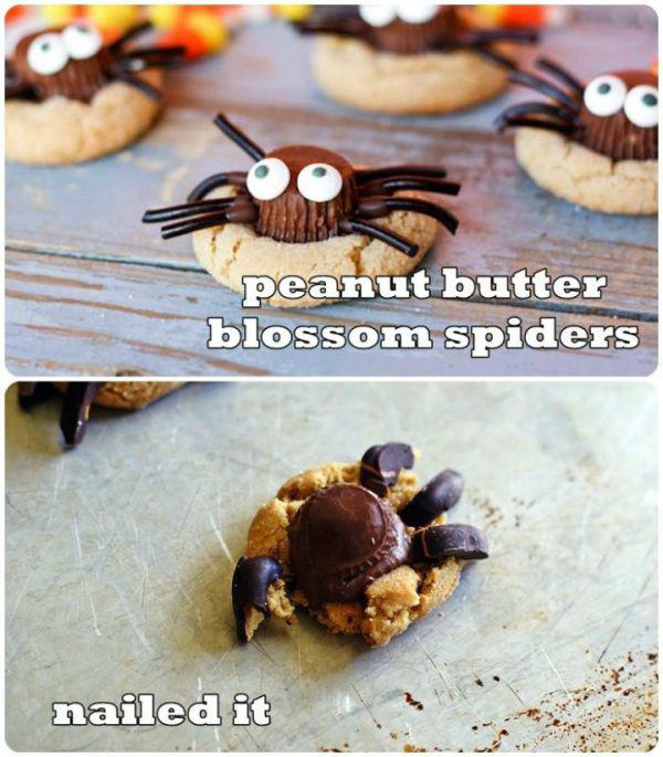 postres fail - peanut butter blossom spiders nailed it