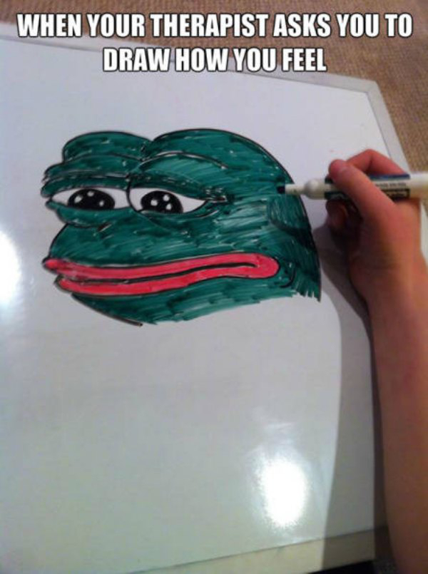 depressing pic Pepe the Frog - When Your Therapist Asks You To Draw How You Feel