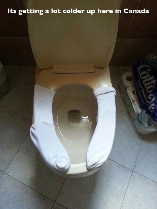 socks on toilet seat - Its getting a lot colder up here in Canada Uneo Dorado