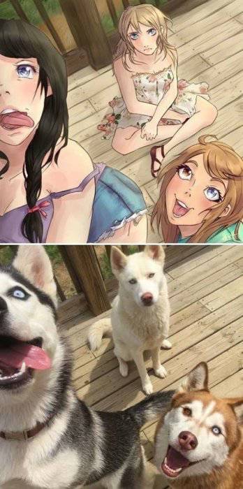 husky dog anime