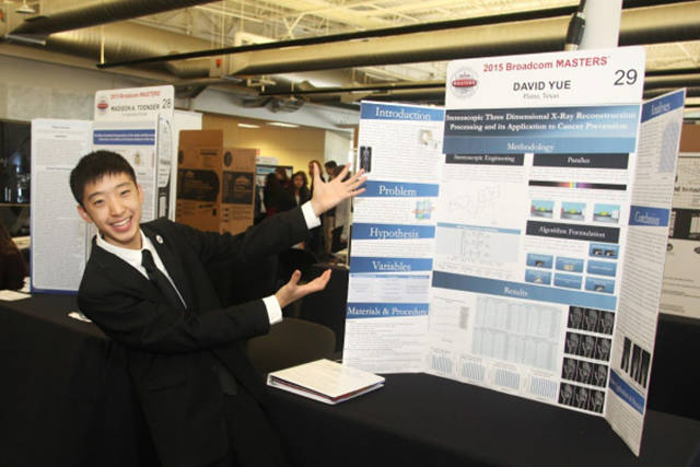 David Yue (14)

David has found another way to diagnose cancer. Instead of taking multiple X-ray scans on a patient, exposing them to radiation levels, and then analyzing the scans one-by-one, Yue suggests constructing a 3D image from 2 X-ray images.