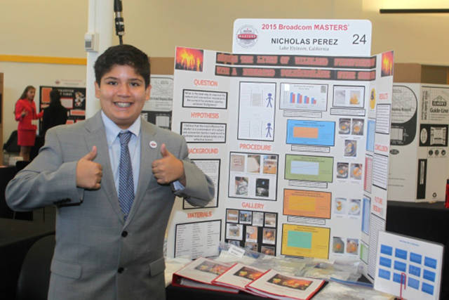 Nicholas Perez (13)

Nicholas developed and designed a fire-resistant material that firefighters can use to protect themselves from radiation, conduction and convection.