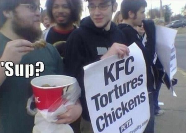 kfc funny - 'Sup? Kec Tortures Chickens
