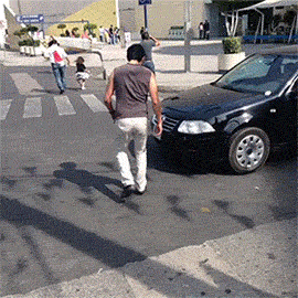stepping in front of a car