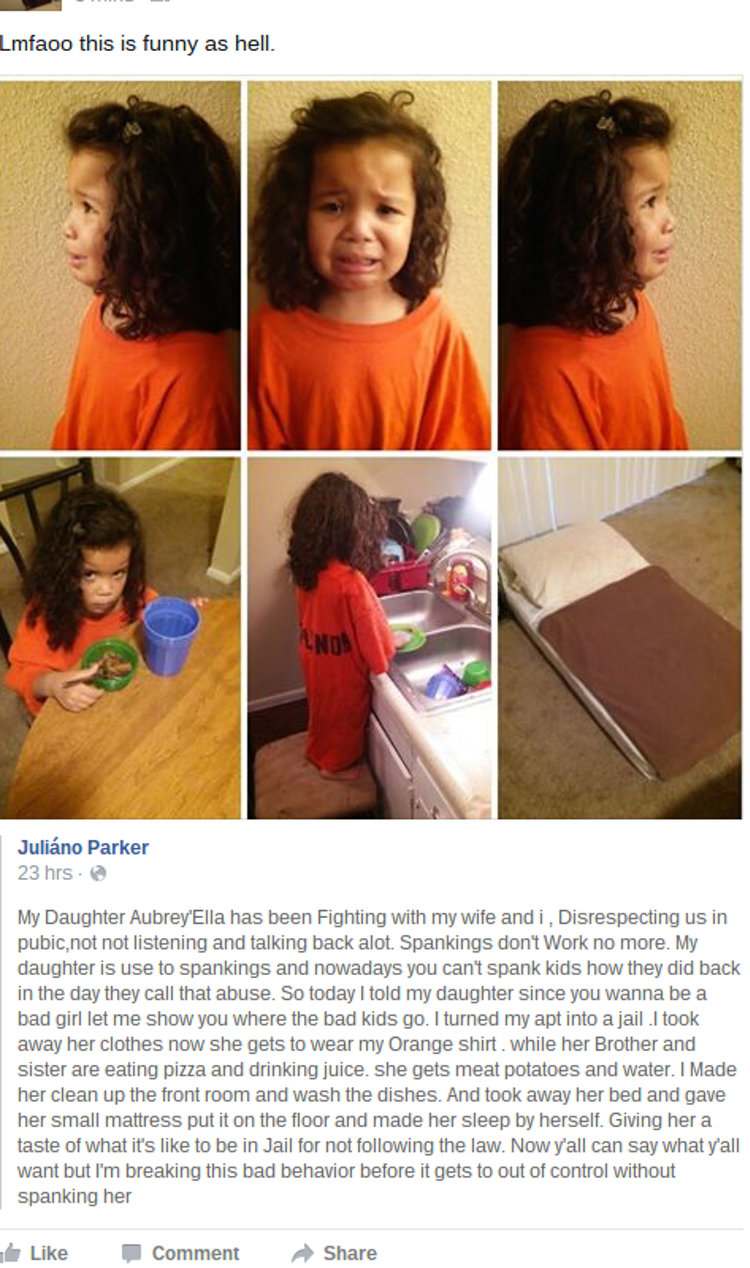 toddler in jail - Lmfaoo this is funny as hell Jelang Parker 22 My Daughter Aubrey Elabas been fighting with my wife and i Disrespecting us in phic not not stening and talking back alot Spankings dont Work ng more My daughter is use to sparings and nowada
