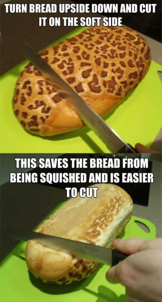 pilatus - Turn Bread Upside Down And Cut It On The Soft Side This Saves The Bread From Being Squished And Is Easier To Cut