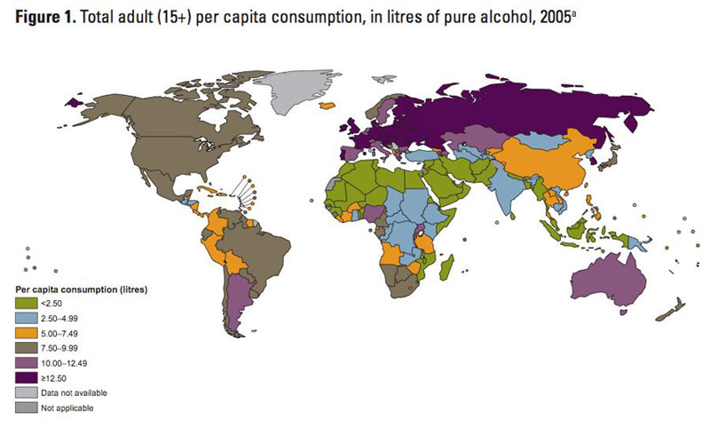 The average amount of alcohol people consume