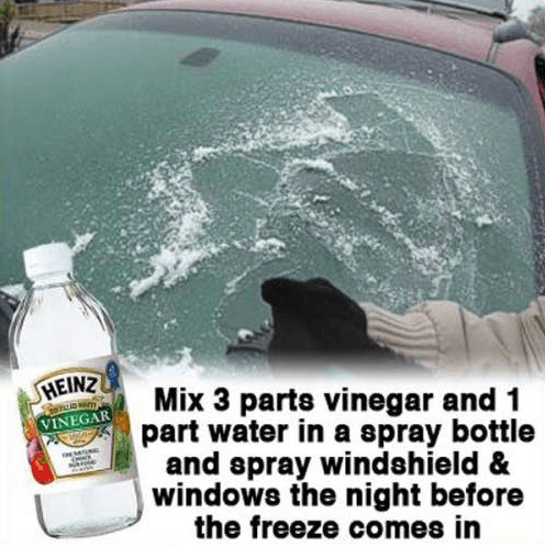 Make a handy de-icer

Use this solution to get rid of ice on your windshield real quick.  You’ll be in your car and toasty warm in no time at all!