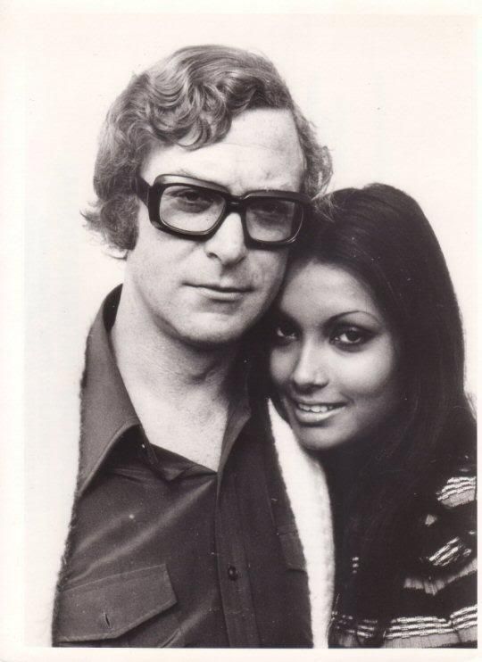 Michael Caine and wife Shakira Bakish circa 1970s. According to her wiki article: “After seeing Baksh in a television advertisement for Maxwell House coffee, British actor Michael Caine became obsessed with finding the woman he considered to be ‘the most beautiful… he had ever seen.'”