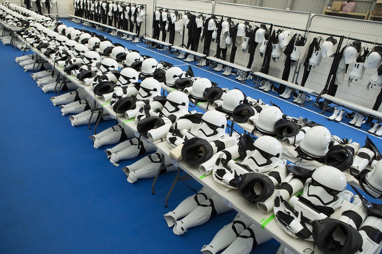 Stormtrooper dressing room for “The Force Awakens”